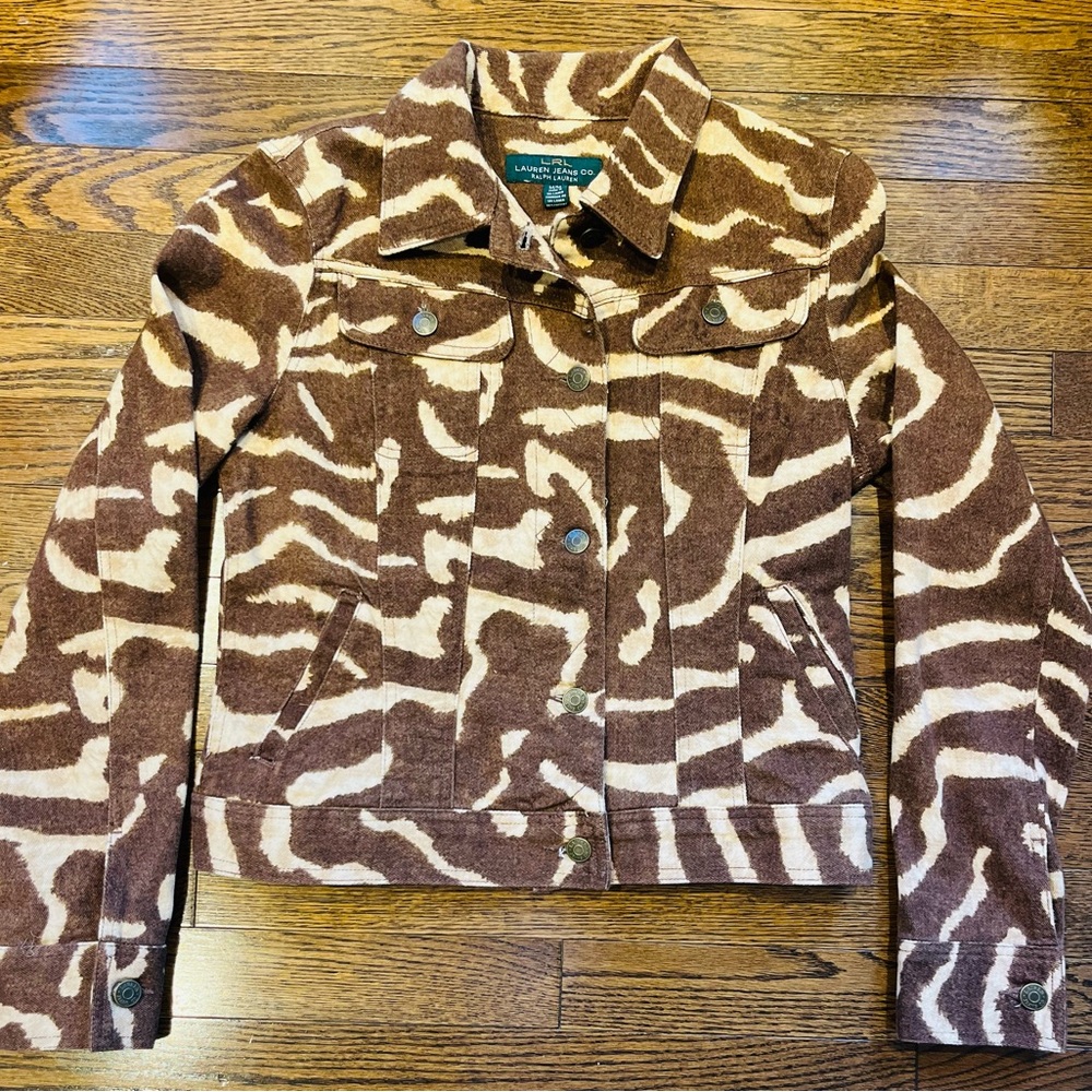 Chic Ralph Lauren Brown and Cream Patterned Jacket